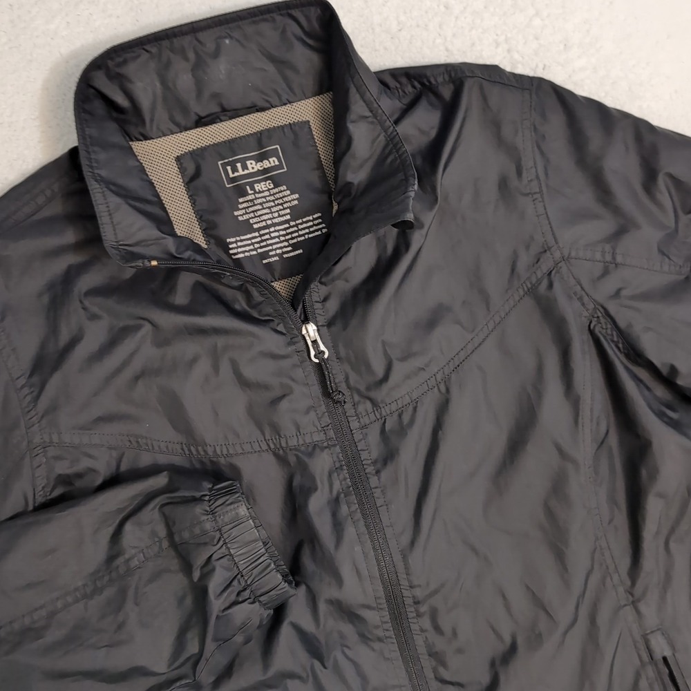 L.L.Bean Woman's Rain/Hiking Jacket Lightweight‎ Black Misses  L-REG  Zip Full